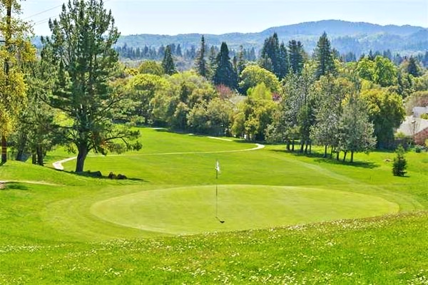 Green fairway and mountain views at Ukiah Valley Golf Course